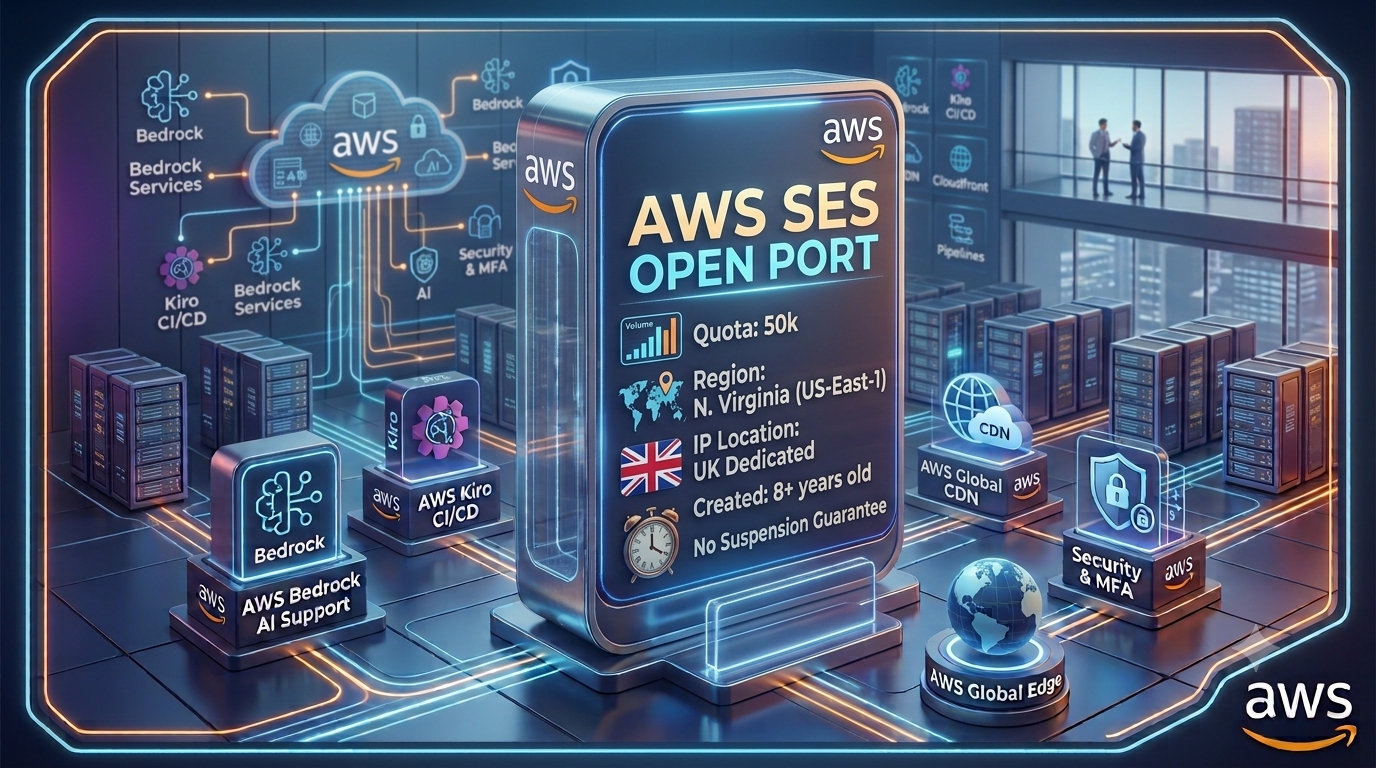 Buy Aws SES open port Account